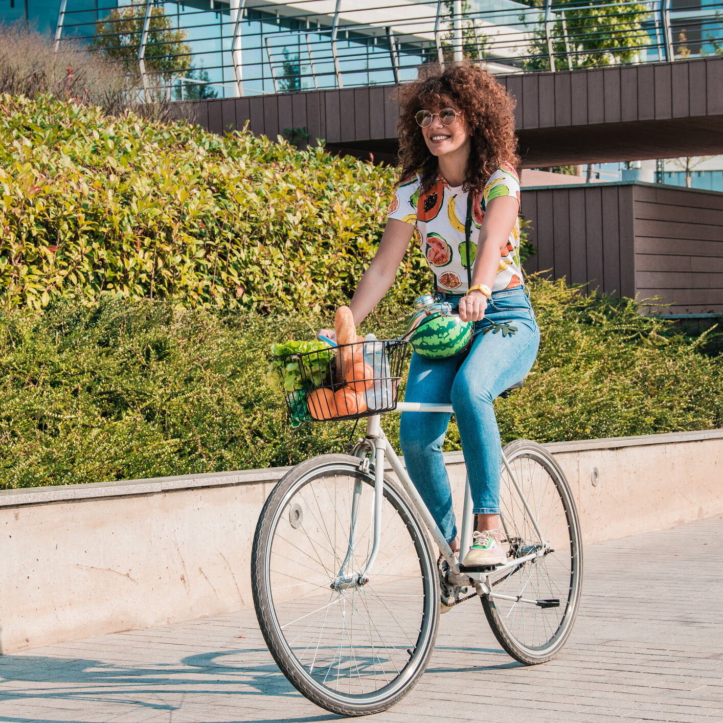Healthy lifestyle A young woman enjoys a bike ride during spring